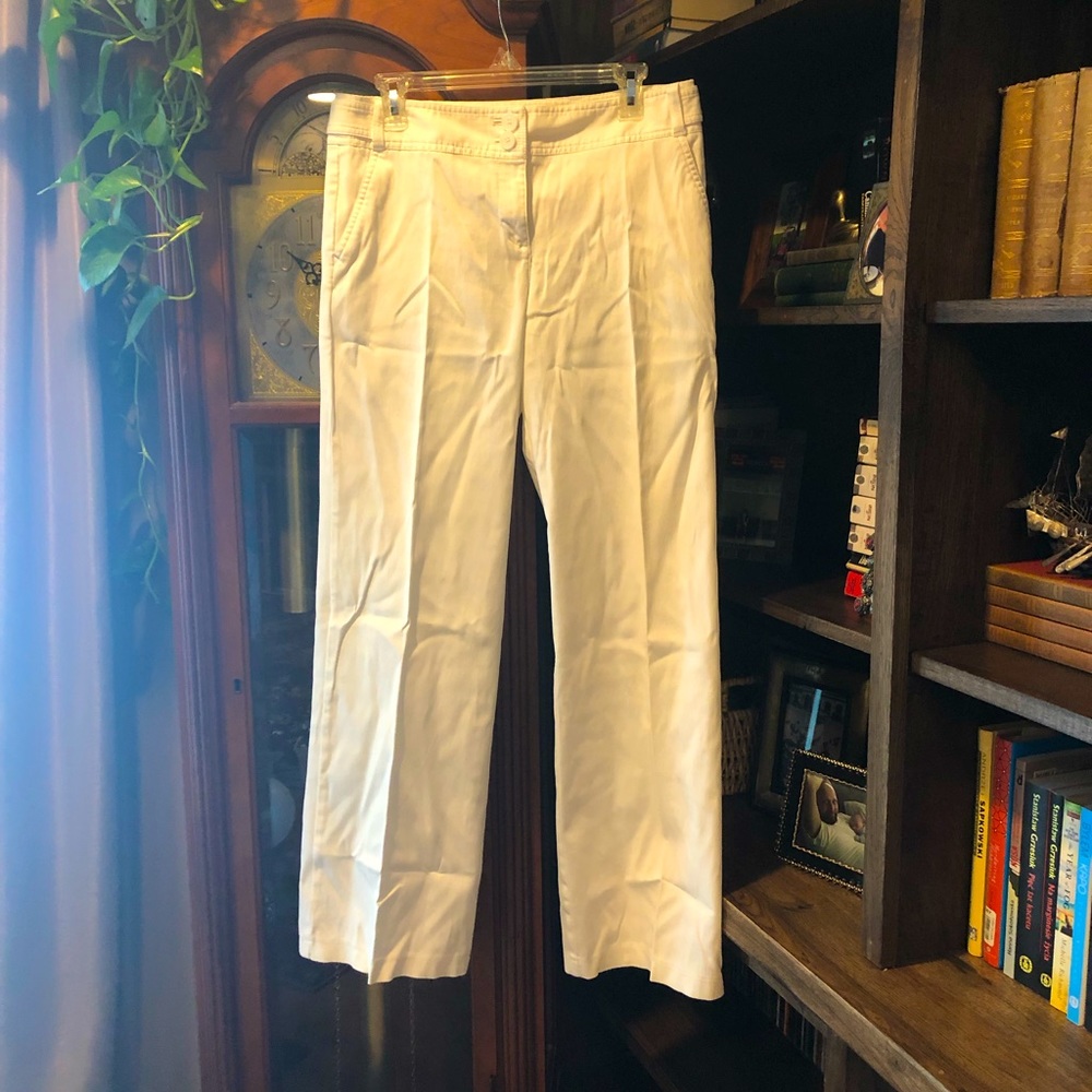White straight leg pants